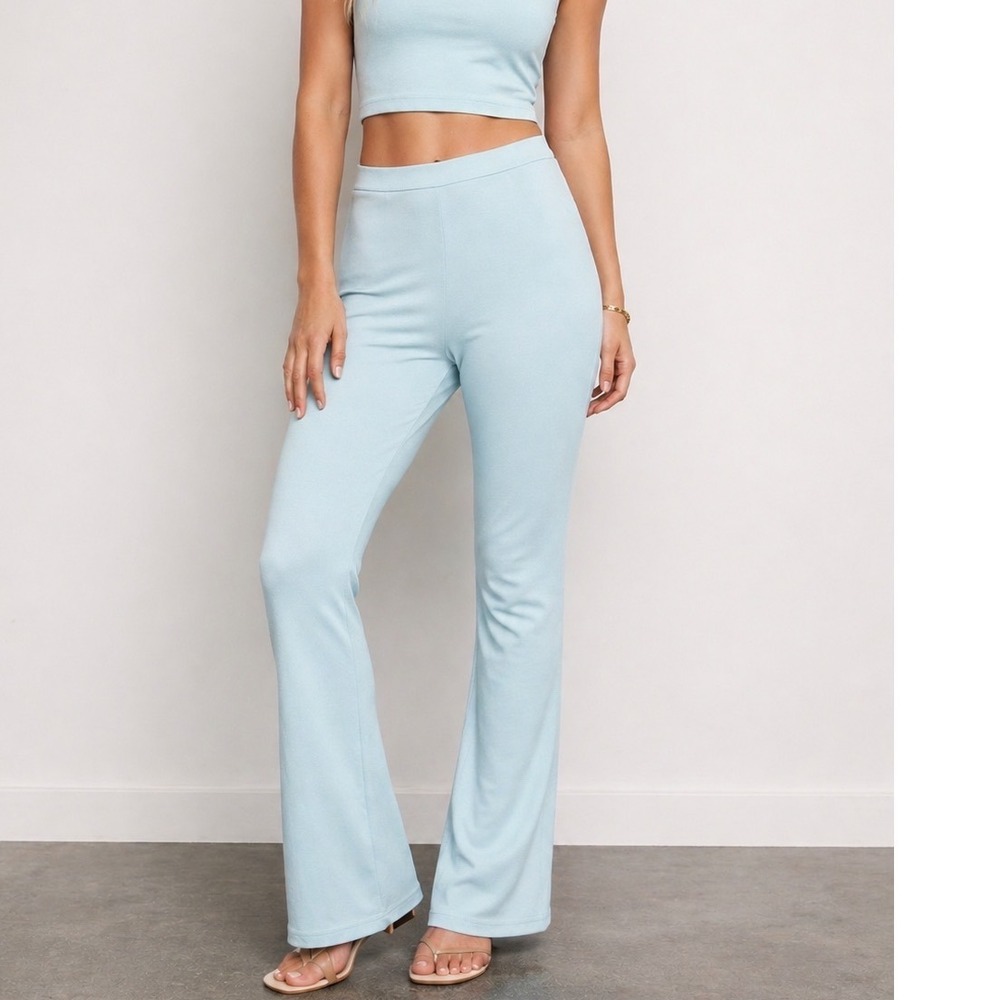 SKIMS High-Waist Light Blue Flare Pants